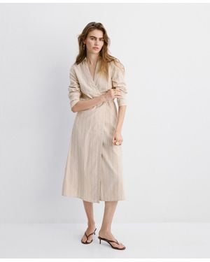 Mango Striped Shirt Dress - Natural