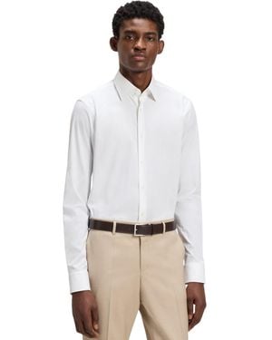 BOSS Boss By Stretch-cotton Poplin Regular-fit Dress Shirt - White
