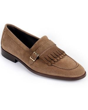 VELLAPAIS Monk Strap Dress Loafers - Brown