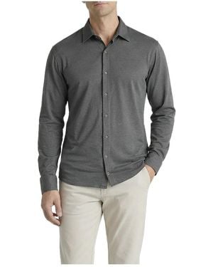Level 7 Office-leisure Collection Melange Seamless Long Sleeve Shirt - Gray