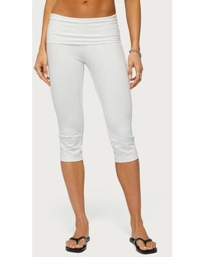Edikted Rocio Foldover Capri Pants - White