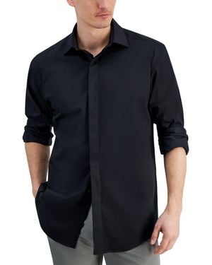 Alfani Regular Fit Covered Placket Tuxedo Shirt - Black