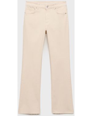 Mango Sienna Flared Cropped Jeans - Natural