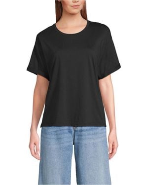 Lands' End Oversized Supima Short Sleeve Crew Neck T-shirt - Black