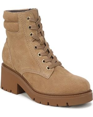 Naturalizer Jovani Lug Sole Lace-up Block Heel Suede Boots - Brown
