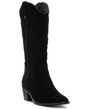 Xti Suede Italian Western Boots - Black