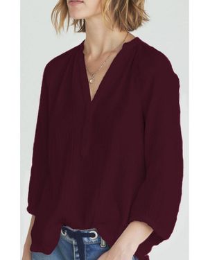 ocean + main Ocean+main Ocean+main Fuchsia Gauze Top - Red
