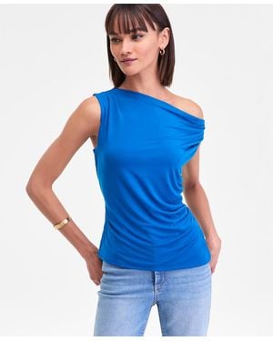 INC International Concepts Ruched Sleeveless Twist Top - Blue