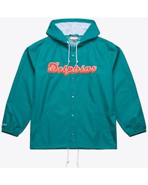 Mitchell & Ness Miami Dolphins Coaches Full-snap Hooded Windbreaker Jacket - Blue