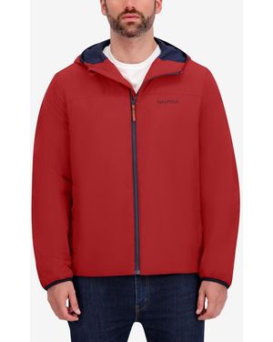 Nautica Hooded Transitional Zip Front Jacket - Red