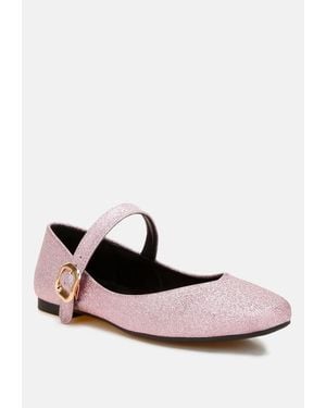 LONDON RAG Herma Glitter Pin Buckle Ballerinas - White