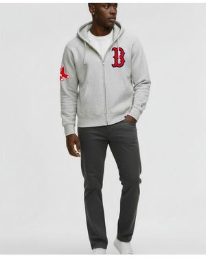Champion Boston Red Sox Reverse Weave Chenille Full-zip Hoodie - Gray