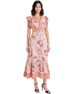Donna Morgan V-neck Flutter Sleeve Dress - Pink
