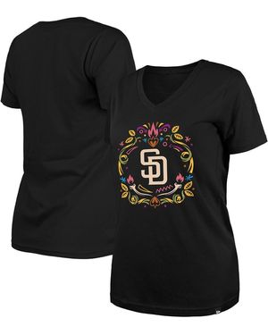 KTZ Los Angeles Dodgers Dia De Los Muertos V-neck T-shirt - Black