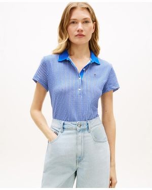 Tommy Hilfiger Classic Pique Printed Short-sleeve Polo Top - Blue