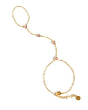 Girls Crew Crystal Te Amo Plated Hand Chain Bracelet - Metallic