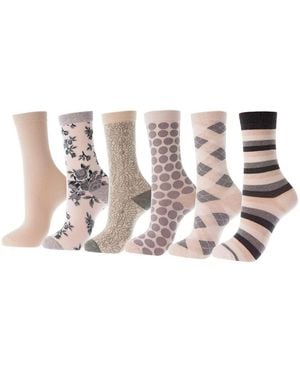 Mio Marino Dress Crew Socks 6 Pack - White
