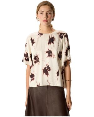 Whistles Shadow Floral Viscose Blouse - Natural