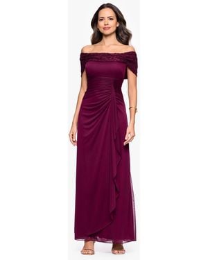 B & A by Betsy and Adam Betsy And Adam Long Off-the-shoulder Dress - Purple