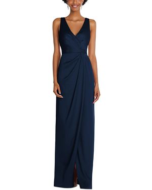 After Six Faux Wrap Whisper Satin Maxi Dress - Blue