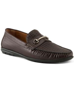 Spring Step Deckard Woven Leather Round Toe Loafers - Brown