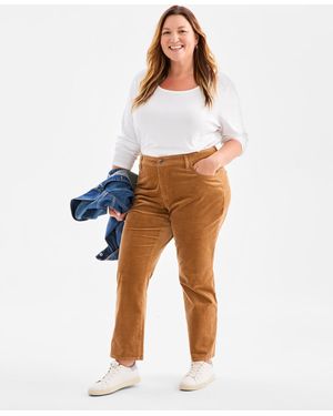 Style & Co. Plus Size High-rise Straight-leg Corduroy Pants - White
