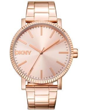 DKNY Urban Soho Maxi Quartz Water-resistant -gold-tone Stainless Steel Bracelet Watch - Pink