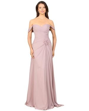 Lara Off Shoulder Chiffon Dress - Pink