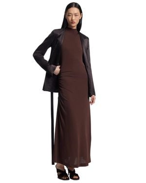 BOSS Boss By Slim-fit Gathered Detail Jersey Dress - Brown