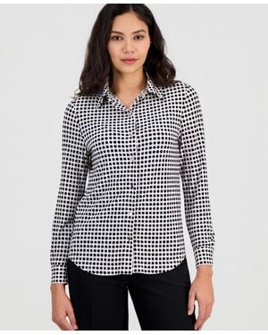 Anne Klein Printed Button-front Shirt - White