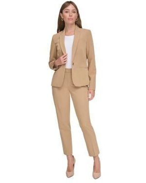 Tommy Hilfiger One Button Blazer Faux Wrap Top Slim Leg Ankle Pants - Red