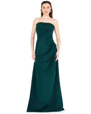 Amiri Hand Embellished Strapless Pleated Gown - Green
