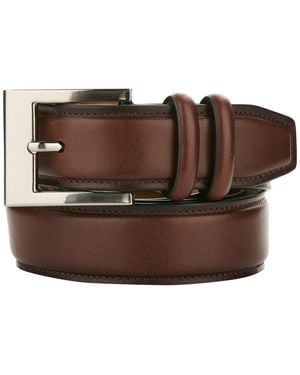 Perry Ellis Fine Leather Burnish Belt - Brown