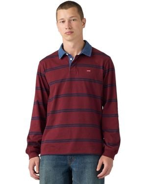 Levi's Relaxed-fit Long Sleeve Striped Rugby Shirt - Red