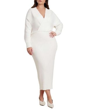 Eloquii Wrap Sweater Maxi Dress - Natural