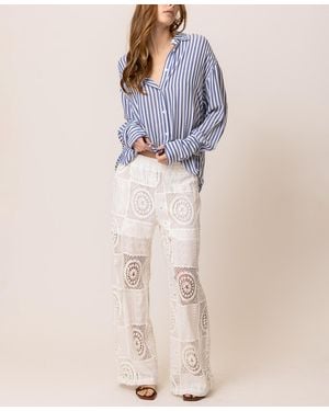 Line & Dot Biva Quilted-lace Pull-on Pants - Blue