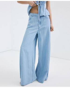 Mango Mid-rise Palazzo Jeans - Blue