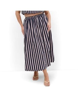 City Chic Holiday Bloom Print Midi Skirt - Blue