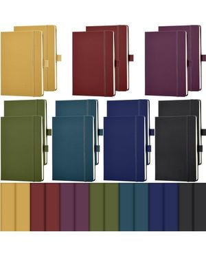 Gnuadz Lined Journal Hardcover Notebook College Ruled Pen Holder Pu Leather - Multicolor