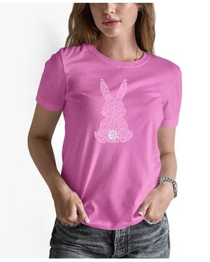 LA Pop Art Word Art Easter Bunny Short Sleeve T-shirt - Purple
