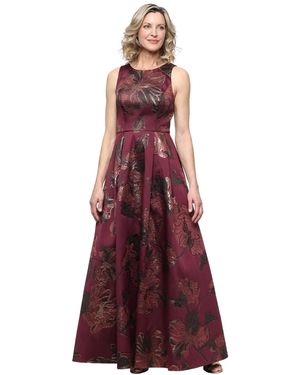 Alex Evenings Floral Print Boat Neck Sleeveless Dress - Purple