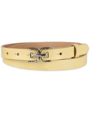 Sam Edelman Ultra Skinny Double-e Logo Plaque Buckle Belt - Natural