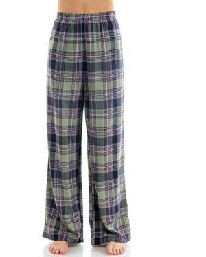 Roudelain Open Leg Flannel Sleepwear Pants - Gray