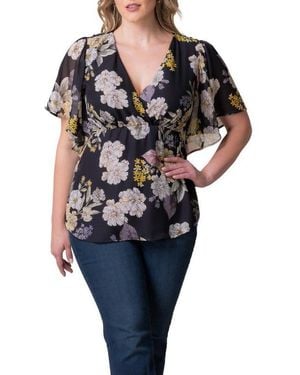 Kiyonna Plus Size Seaside Serenade Peplum Top - Black