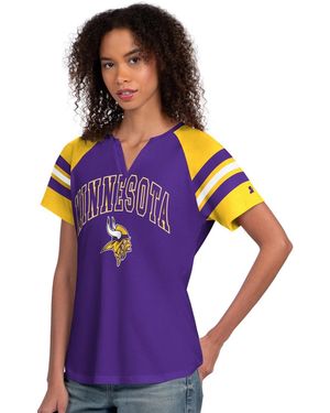 Starter Minnesota Vikings Game On Notch Neck Raglan T-shirt - Purple