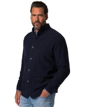 JP1880 Flexnamic Stand-up Collar Press-stud Cardigan - Blue