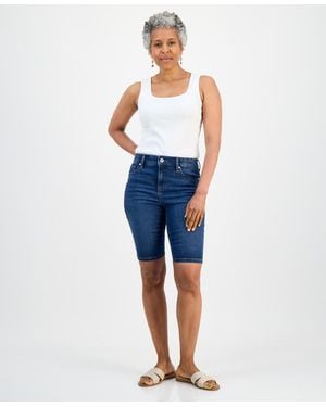 Style & Co. Petite Mid-rise Bermuda Shorts - Blue