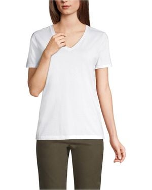 Lands' End Petite Relaxed Supima Cotton Short Sleeve V-neck T-shirt - White