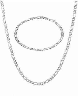 Giani Bernini Flat Filled Figaro Link Chain Necklace And Bracelet Set - White