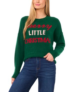Cece Merry Little Christmas Long Sleeve Sweater - Green